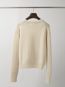 Crew Neck Pullover, merino-cashmere blend - Nature