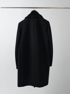 Celine 100% wool coat with removable fur - black