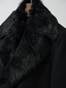 Celine 100% wool coat with removable fur - black