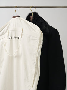 Celine 100% wool coat with removable fur - black