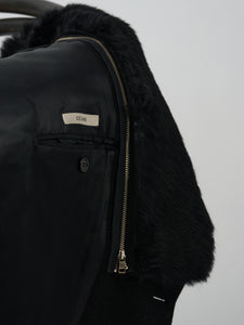 Celine 100% wool coat with removable fur - black