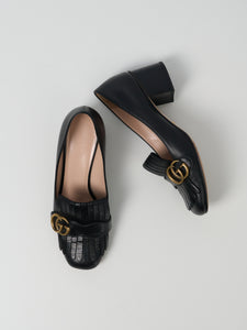 Gucci Black Leather GG Marmont Pumps - size 38